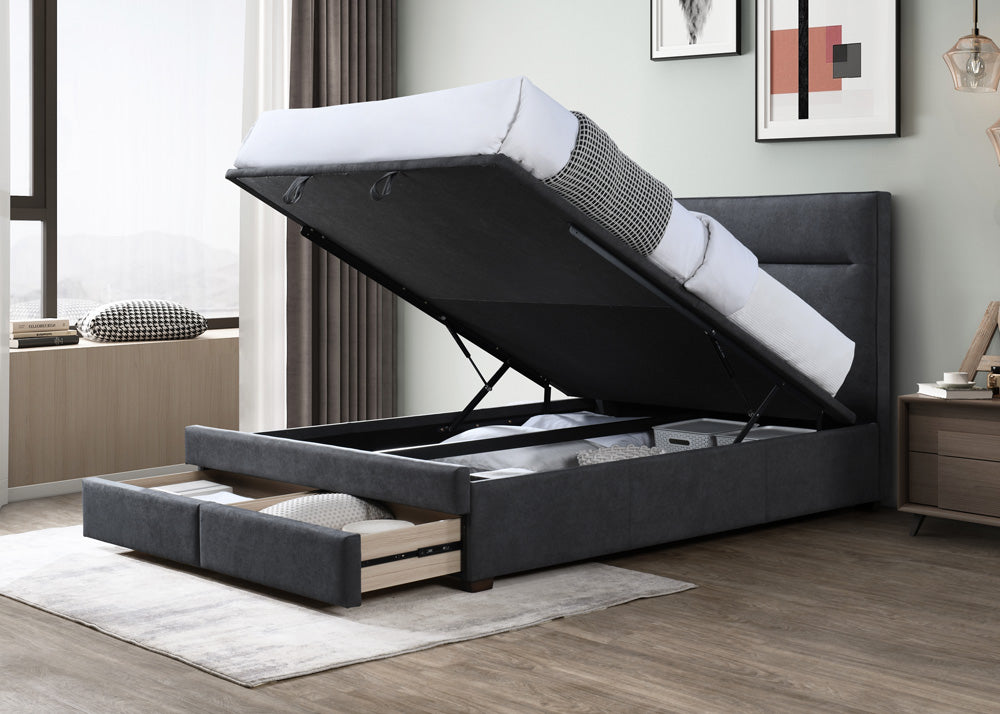 Hagan Plus lift bed with drawers in Dark Grey
