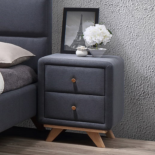 Emma Natural Oak Bedside - Grey