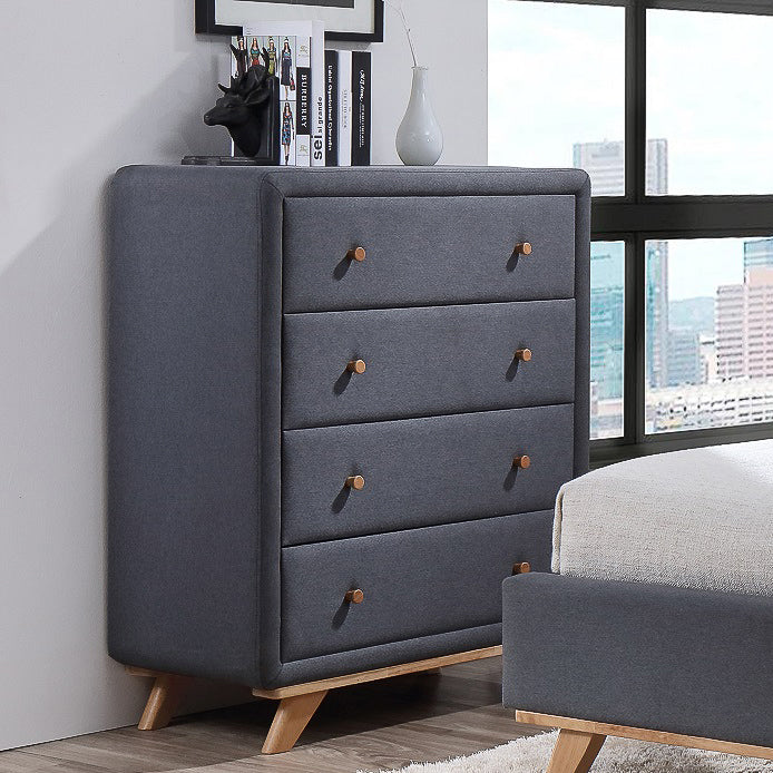 Emma Natural Oak Tallboy - Grey
