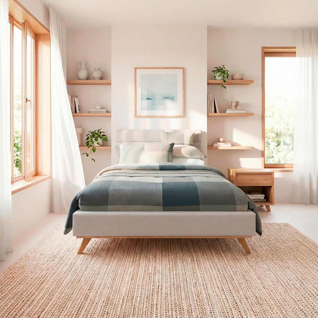 Emma Natural Oak Leg Bedframe - Sand