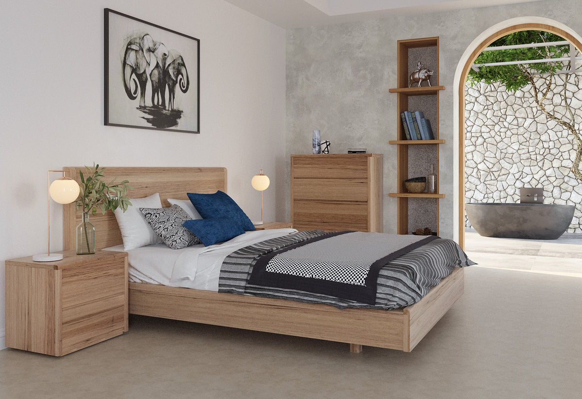 Paxton Timber Bedhead with Floating Base