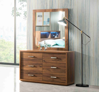 London 6 Drawer Dresser &amp; mirror in walnut